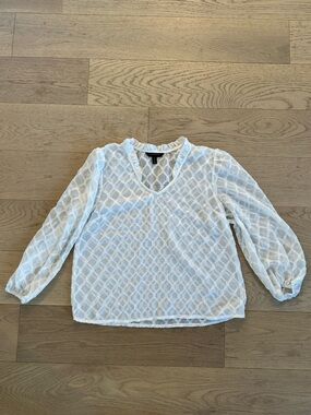 Banana Republic White Sheer V-Neck Blouse